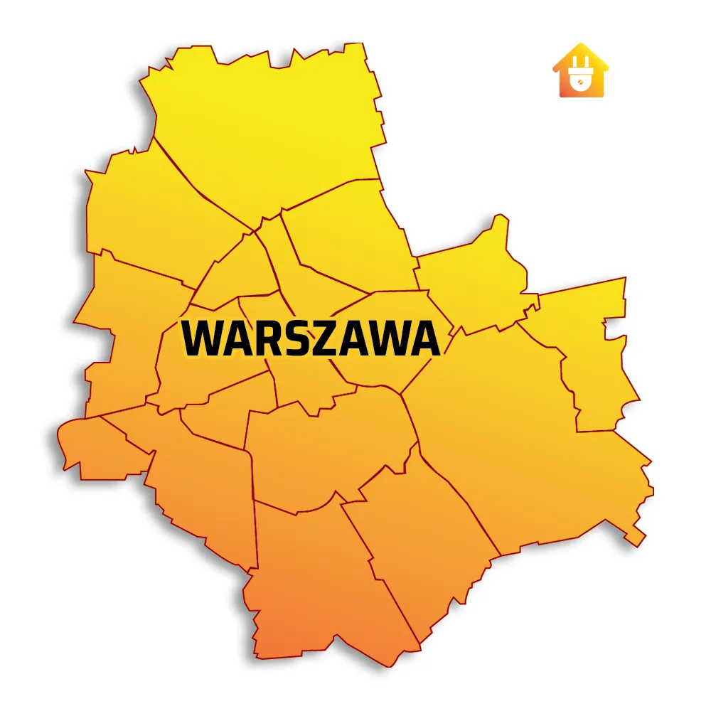 Elektryk Warszawa - mapa obsługiwanych dzielnic
